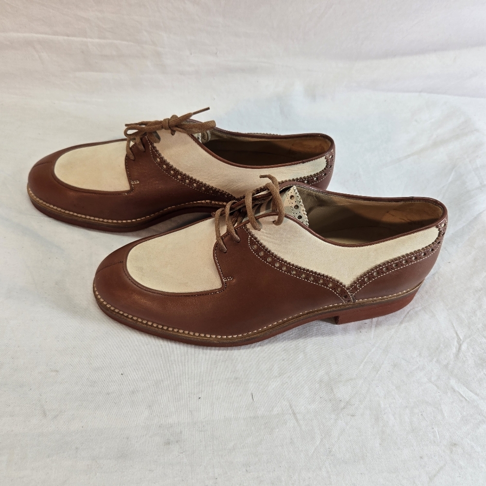 Vintage Gucci Spectator Men's 41D Brown Beige Italy Derby Oxfords Dress Shoes - Picture 2 of 8